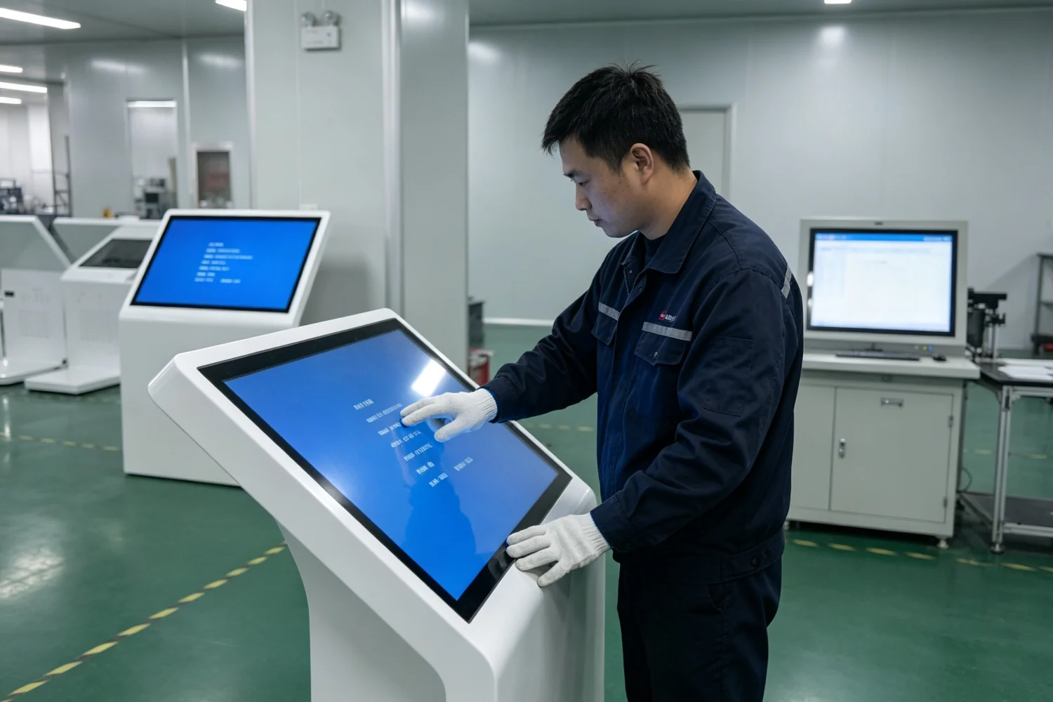 卧式查询机出厂品控测试 结构负载与触控功能检测