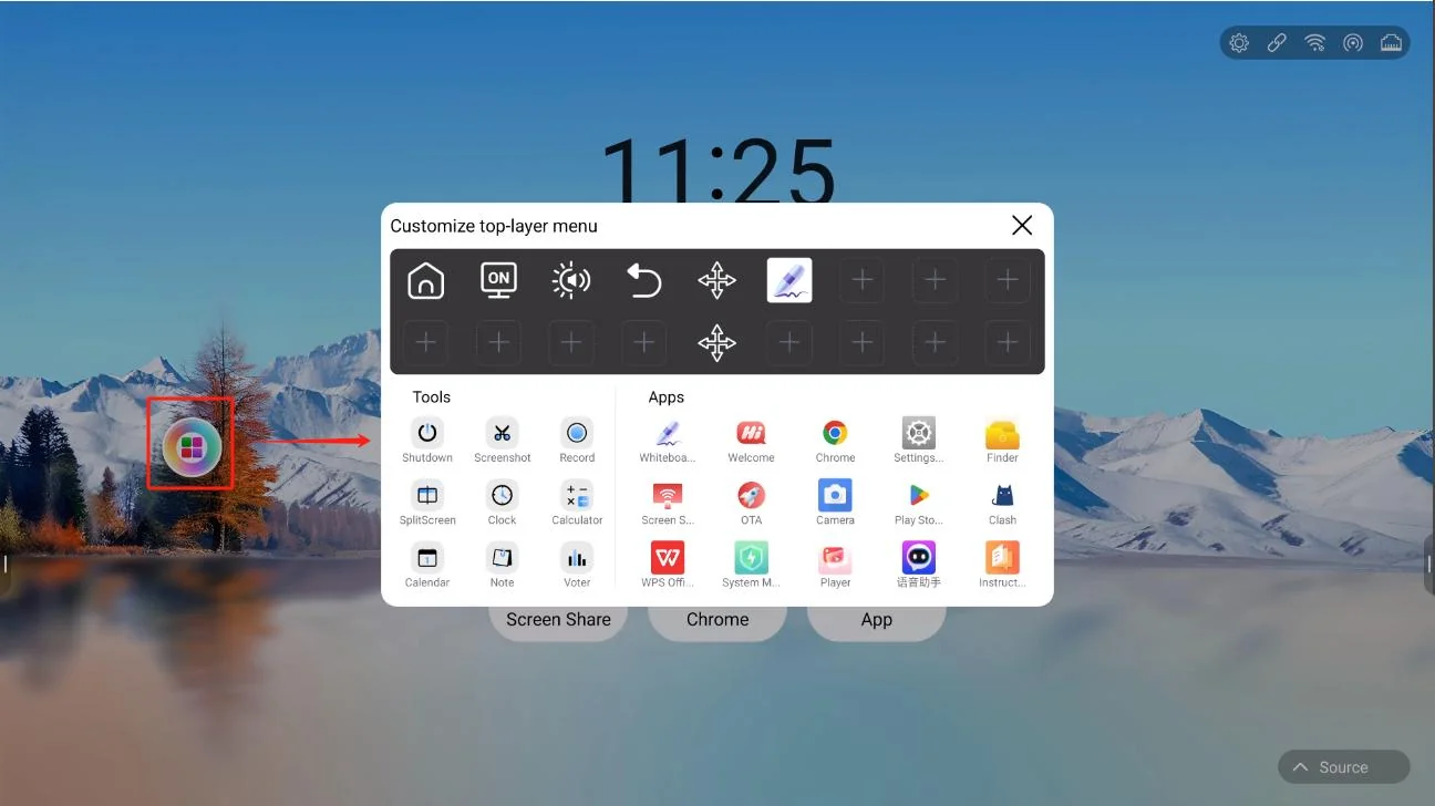 Qtenboard 9679 Floating Menu Custom Apps