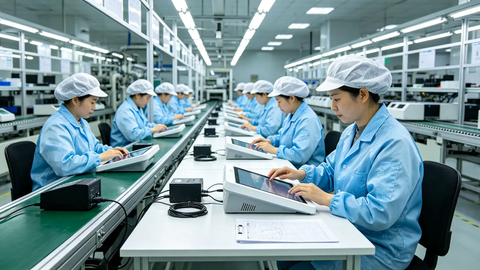 Qtenboard POS terminal factory assembly line quality control