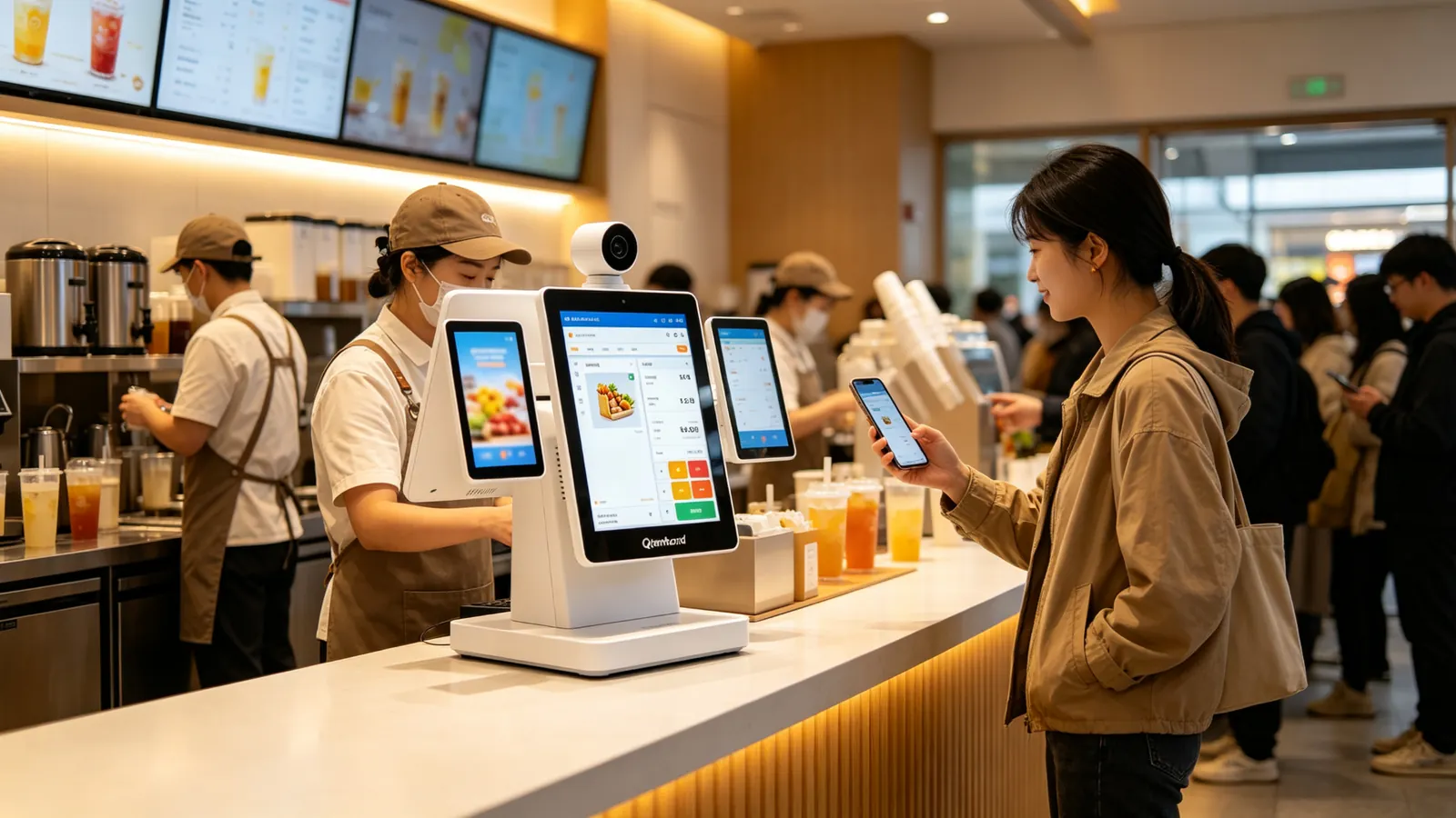 Qtenboard bubble tea shop ordering POS scene