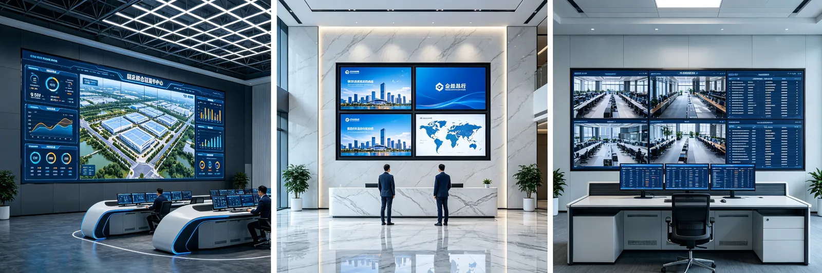 Qtenboard液晶拼接屏园区运营中心企业大堂中小控制室行业方案示例