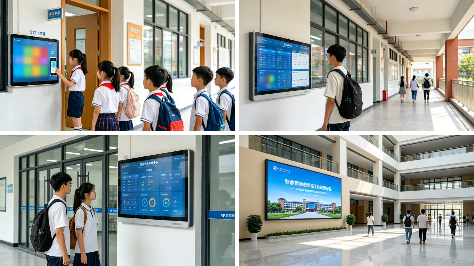 Qtenboard电子班牌K-12教室高校教学楼实训中心大厅多场景应用