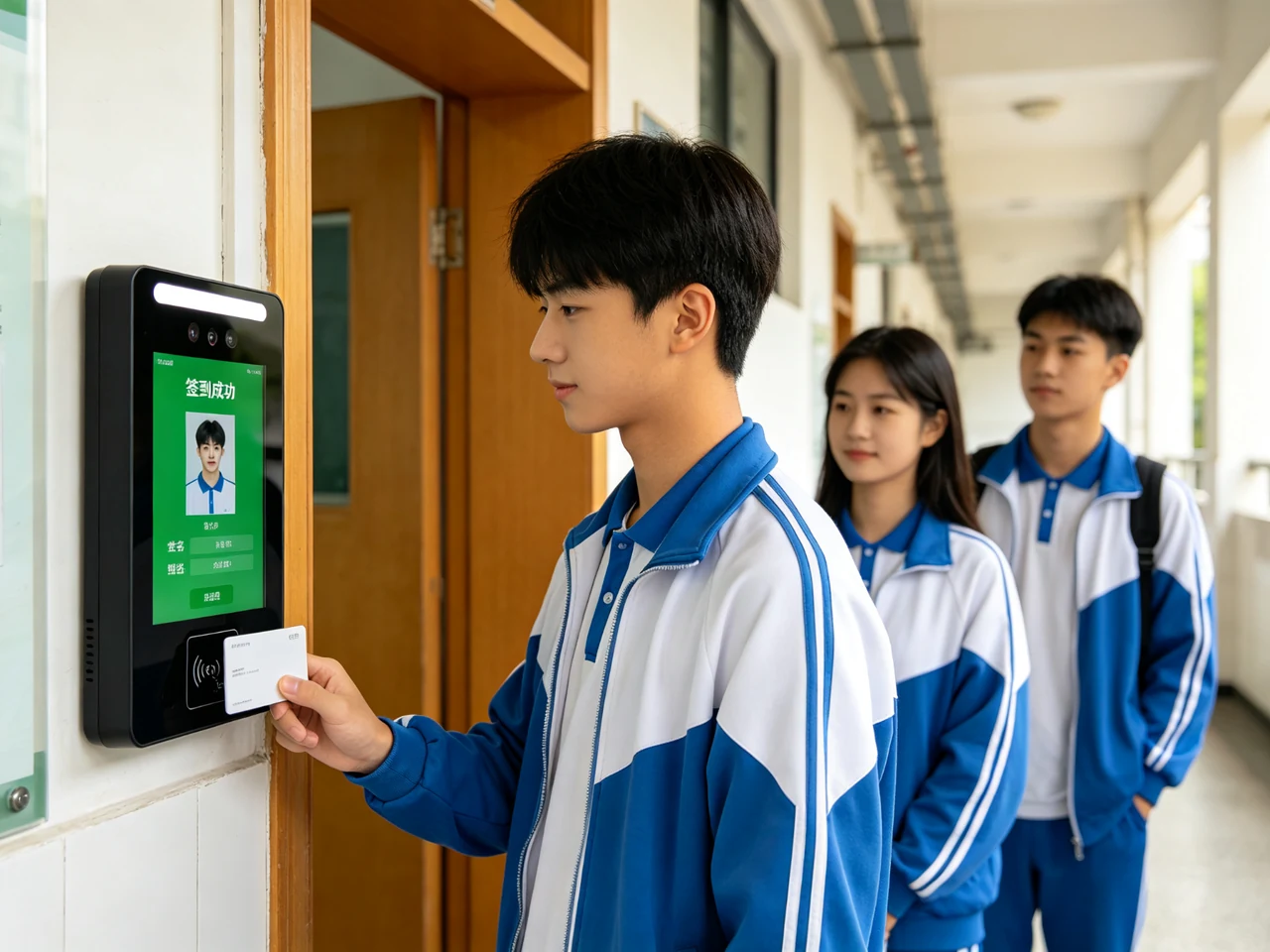 Qtenboard电子班牌学生刷卡考勤签到成功显示学生信息场景