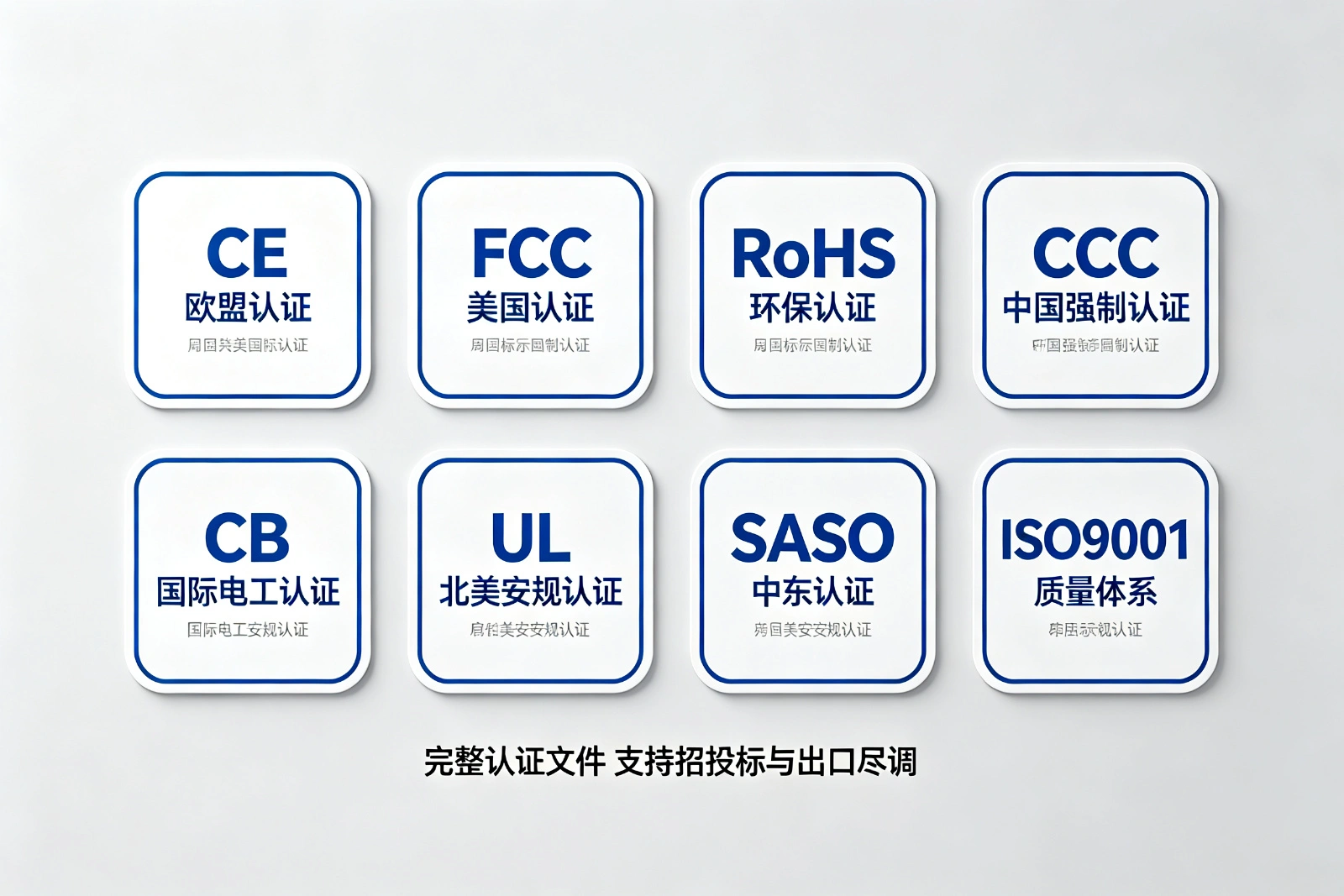 Qtenboard折叠水牌广告机CE FCC RoHS 3C认证标识