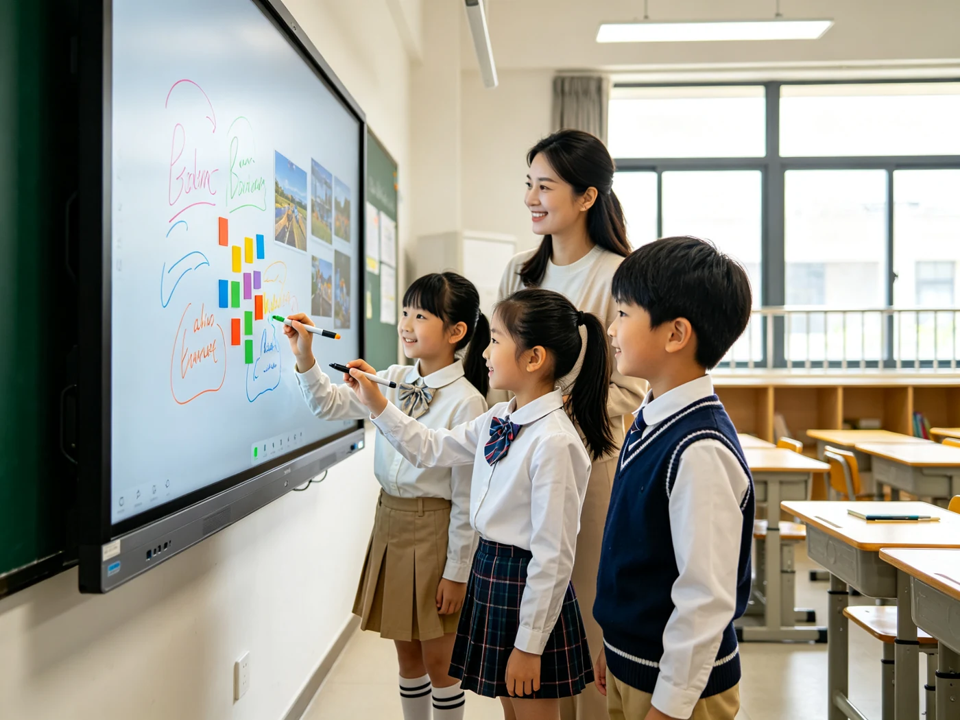 Qtenboard 交互式白板教室项目案例 学生多人同时书写批注