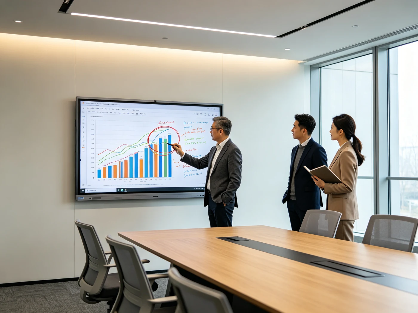 Qtenboard 交互式白板企业会议室案例 无线投屏多人批注