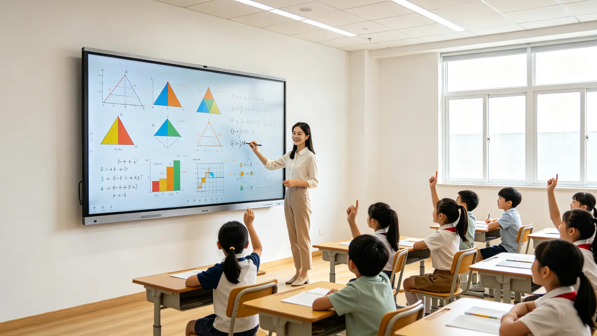 Qtenboard K12交互式白板智慧教室解决方案：从数字板书、多人触控到Q AI教学辅助，让课堂活起来