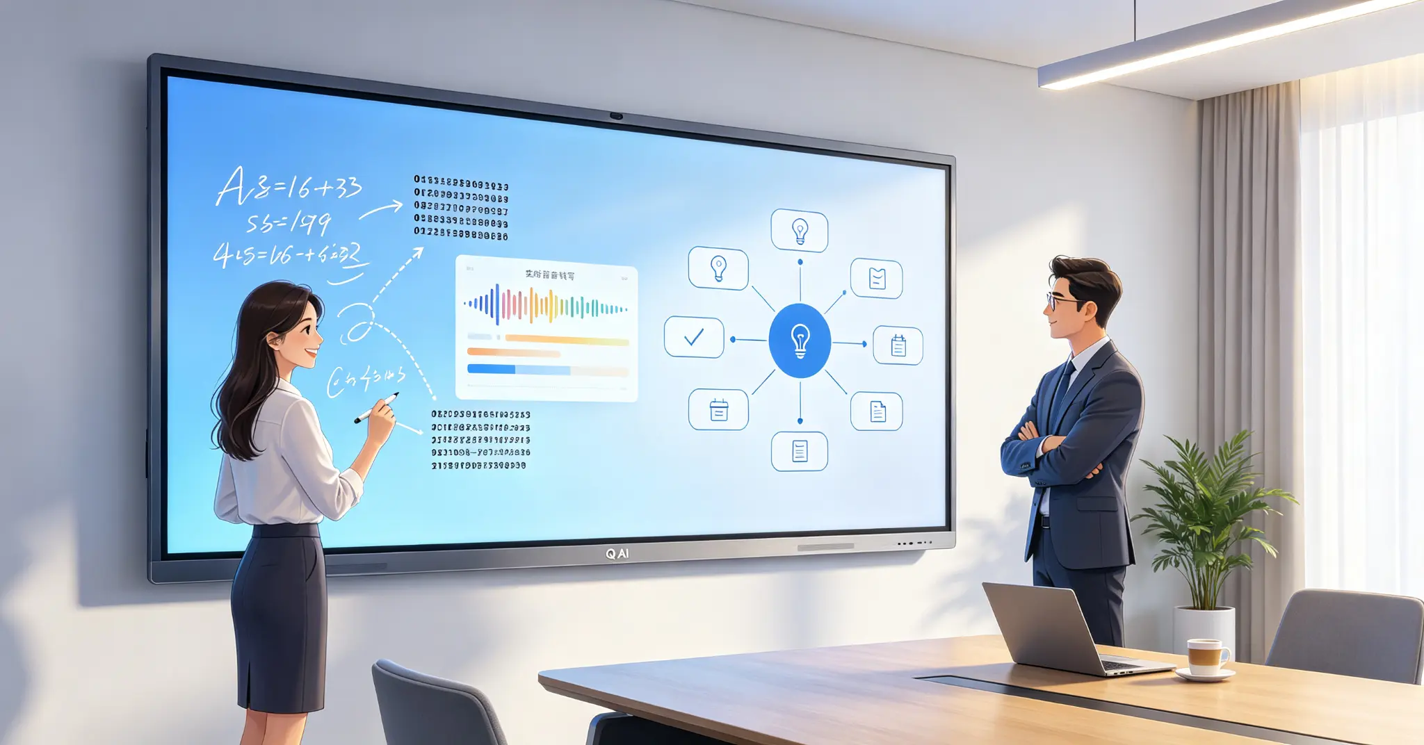 Qtenboard Q AI系统级AI框架：从手写识别、语音转文字到自动会议摘要，重塑教育与会议协作流程
