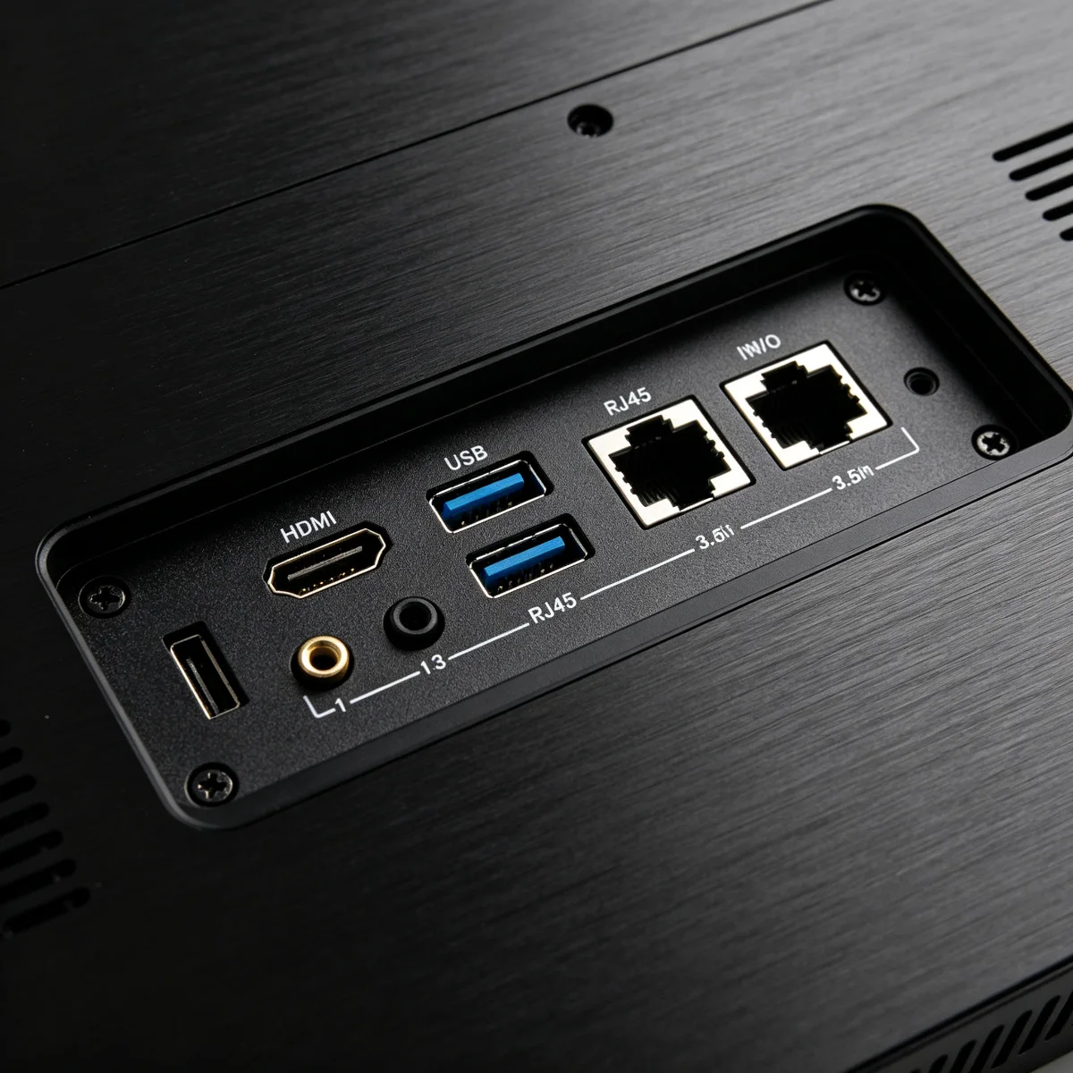 立式广告机接口特写 HDMI USB 网口