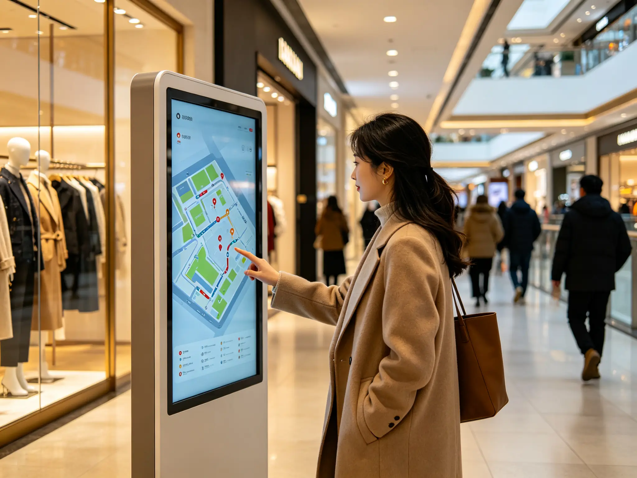 商场顾客使用导视屏找店场景 Shopping Mall Wayfinding