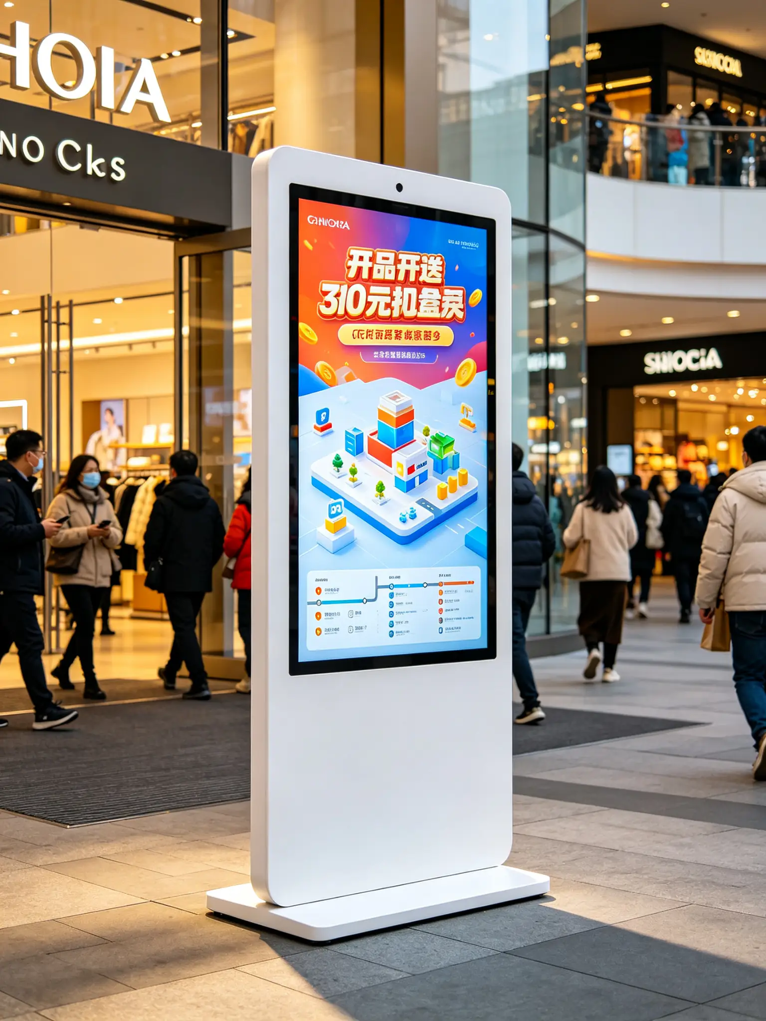 室内立式广告机主入口效果图 Mall Entrance Vertical Signage