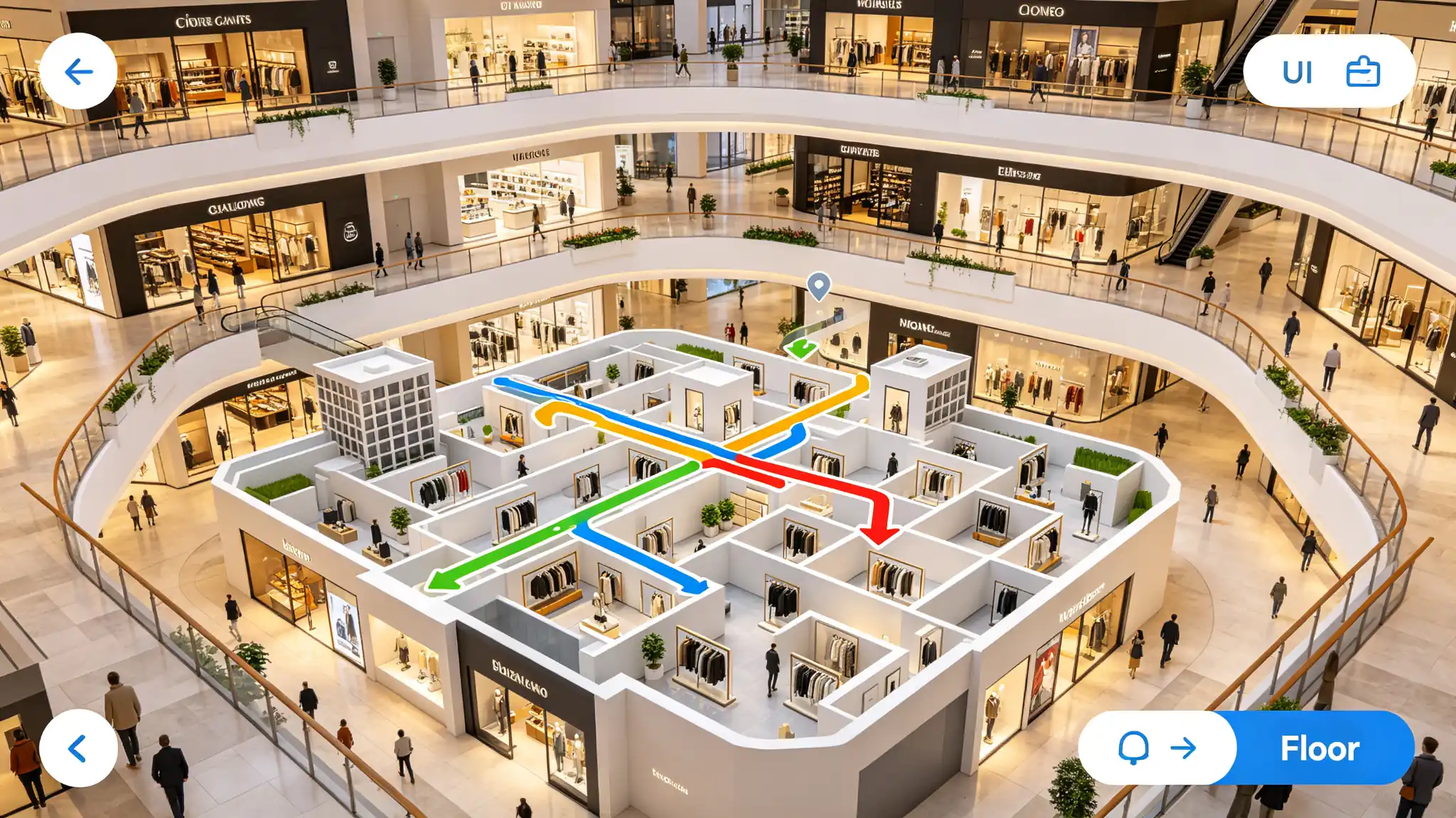 跨楼层跨楼栋3D地图展示图 Cross Floor 3D Mall Map